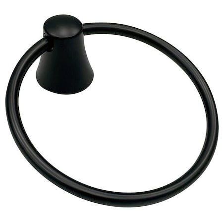 Boston Harbor Towel Ring, 6 in Dia Ring, Zinc/Aluminum, Matte Black, Wall Mounting 8760