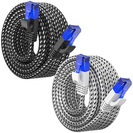 Maximm Cat6 Patch Cable 25ft, 2PK, Black/White, 2PK C6BRD-2PK-BW-25FT
