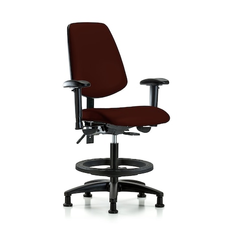 Blue Ridge Ergonomics Medium Bench Chair Adjustable Arms, 22" to 29" Height, Vinyl, Burgundy BR-VMBCH-MB-RG-T0-A1-BF-RG-8569