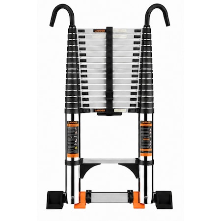 Wrightmaster 19.3 ft. Portable Steel Extension Ladder with Stable Hook & Mobility Wheels, 330 lbs. Load Capacity ZROYT590