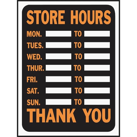 Hy-Ko 9x12 Plastic Sign Store Hours 3030