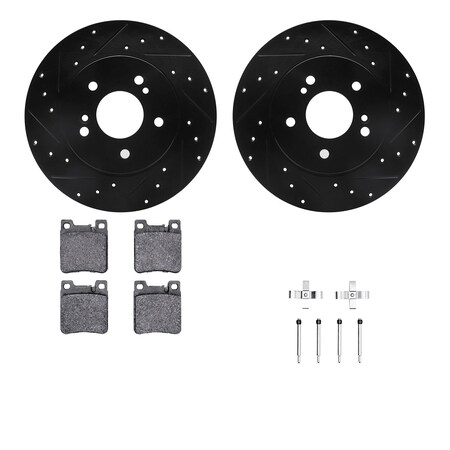 Dynamic Friction Co DFC Rotors-Drilled & Slotted-Black w/ EURO 5000 Ceramic Brake Pads Incl Hdw 8612-63052