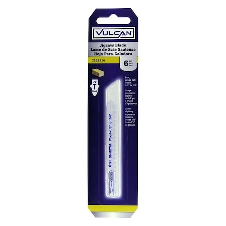 Vulcan Jig Saw Blade, 2-3/4 in L, 6 TPI, HSS Tooth Cutting Edge 823491OR