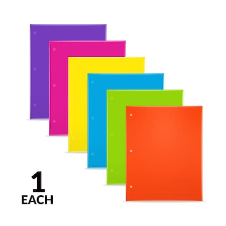 C-Line Products 8-1/2" x 11" Assorted 2-Pocket Laminated Paper Portfolio with 3-Hole Punch, 1/EA, 100EA/DS 06300-DS