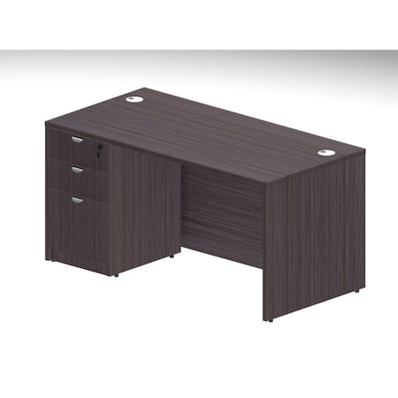 Boss Office Products BOSS 60" Desk with File Ped in Driftwood Finish GroupA23-DW