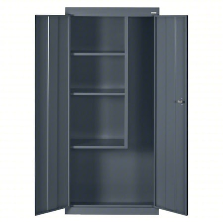 Sandusky Lee Janitorial Storage Cabinet, 66 in H, 30 in W, 18 in D, Swing, Keyed, Charcoal, 4 Shelves VFC1301866-02