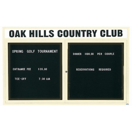 Aarco Illuminated Enclosed Letter Board Directory w/ Powder Coated Ivory Al Frame and Header, 48''Hx72''W ADC4872HIIV