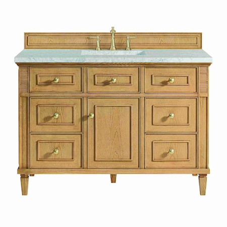 James Martin Vanities Lorelai 48'' S Vanity, Light Natural Oak w/ Jasmine Pearl Silestone Top w/FreePower Wireless Charger 424-V48-LNO-FEJP