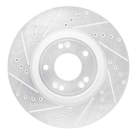 Dynamic Friction Co DFC Brake Rotor - Drilled and Slotted - Silver 631-03028L