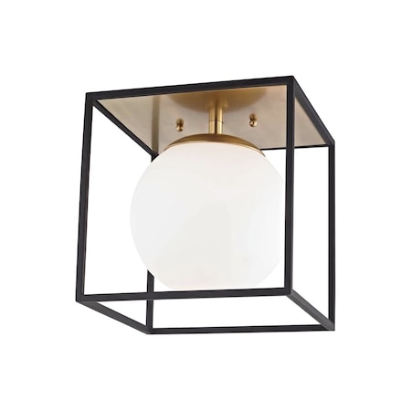 Mitzi Aira 1 Light Flush Mount 14 In. Aged Brass/Black H141501L-AGB/BK