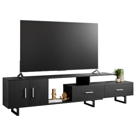 Leisuremod Avery TV Stand with MDF Cabinet and Powder Coated Steel Legs, Phantom Grey ATS69GR