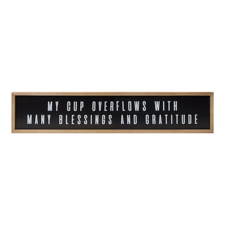 Homeroots 10" X 25" Natural Black And White Sentiment Plaque Wood Wall Decor 516385