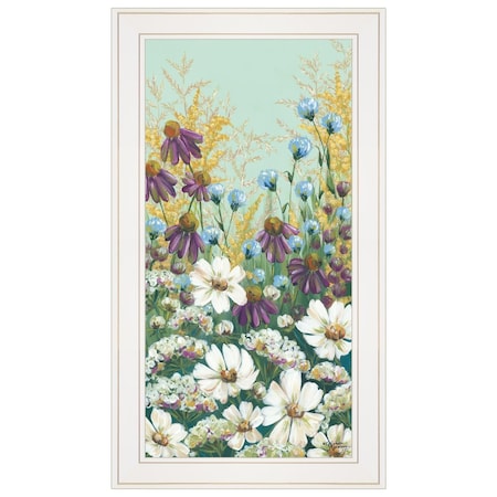 Homeroots Floral Field Day White Framed Print Wall Art 405425