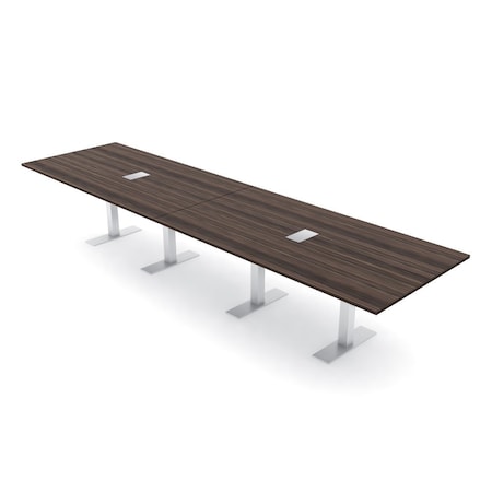 Skutchi Designs 14ft Conference Table W/ Power Unit | 14 Person Modular Rectangular Meeting Table | Harmony Series HAR-REC-48x168-T-H3041-ESIL