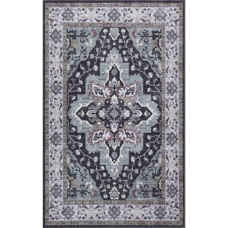 Jonathan Y Superbia Boho Medallion Border Non-Slip Machine-Washable Gray/Charcoal 8 ft. x 10 ft. Area Rug WSH502D-8
