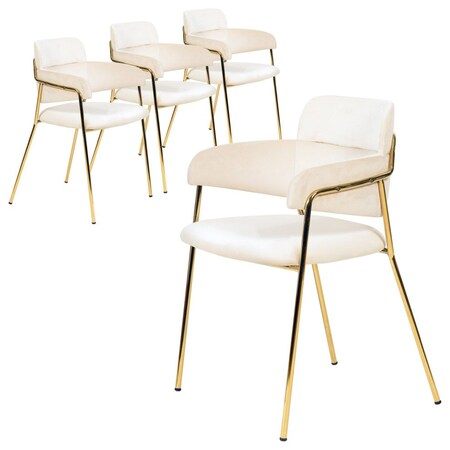 Leisuremod Axis Collection Modern Gold Dining Chair in Beige, 4PK ACG22BG4