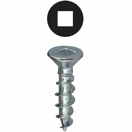 Wood Screw, #6, 1-1/4 in, Zinc Plated Carbon Steel Flat Head Square Drive, 100 PK