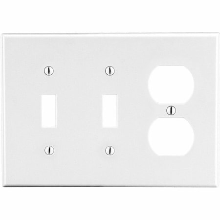 Hubbell Wiring Device-Kellems Duplex Receptacle Wall Plate, Number of Gangs: 3 Plastic, Satin Finish, White P28W