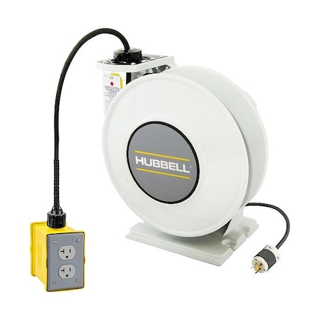 Hubbell Wiring Device-Kellems ExtensionCordReel, White, 45ft, 12AWG HBLI45123R220K