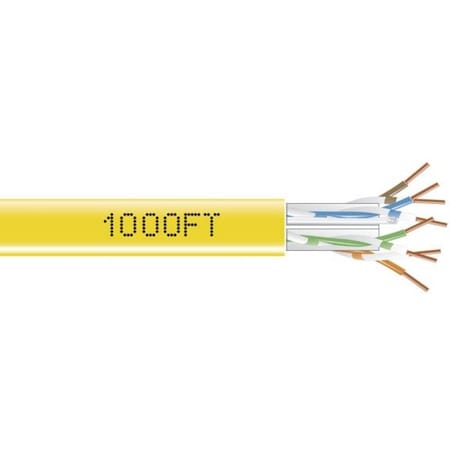 Black Box CAT6 550-MHZ SOLID ETHERNET BULK CABLE - UNSHIELDED UTP, CMR PVC, YELLOW, 1000 EYN872A-PB-1000