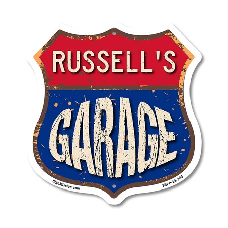 Signmission Russell's Garage, 12 Inch X 12 Inch, Plastic Sign SHI-P-12-383-RUSSELL
