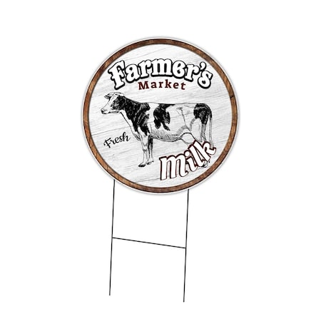 Signmission Farmers Market Milk Double Sided Corrugated Plastic Circle Yard Sign, C-24-CIR-DS-WS-Milk C-24-CIR-DS-WS-Milk