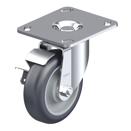 Pegasus Cstr, Swvl Plat, Gray Urethane, 300 lb., Brk P12S-UP050D-P2-WB