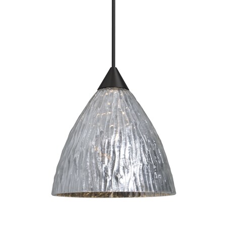 Besa Lighting Besa Eve Pendant, Stone Silver Foil, Black Finish, 1x 5W LED 1XT-EVESS-LED-BK