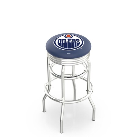 Holland Bar Stool Co 30" Chrome 2-Ring Edmonton Oilers Swivel Bar Stool, Accent Ring L7C3C30EdmOil
