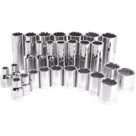 K-Tool International 3/8" Drive, 13mm Metric, Socket, 12 Points, Chrome 3/8" Drive, 13mm, 12Pt KTI-27513