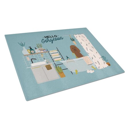Carolines Treasures Irish Water Spaniel in Bathtub Glass Cutting Board - Large CK7485LCB