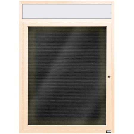 Aarco Illuminated Enclosed Letter Board Directory w/ Powder Coated Ivory Al Frame and Header, 36''Hx30''W ADC3630HIIV