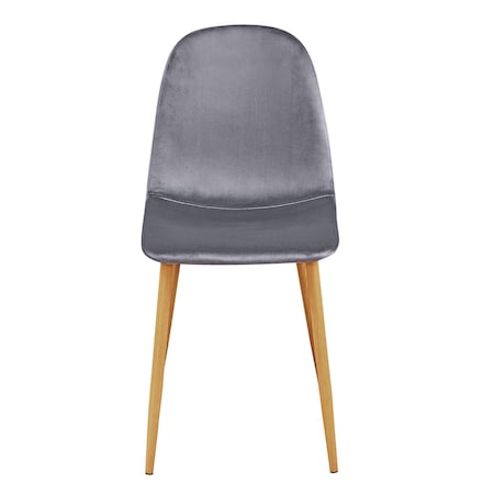 Homeroots Set of Four Gray and Oak Velvet and Steel Dining Side Chairs, 4PK 719407