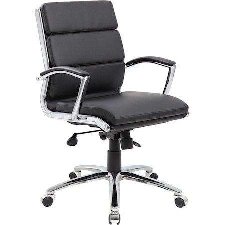 Boss Executive CaressoftPlus Chair with Metal Chrome Finish, Mid Back B9476-BK