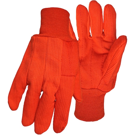 Boss Hi-Vis Polyester/Cotton Corded Double Palm Glove with Nap-In Finish, Knit Wrist 30PCF
