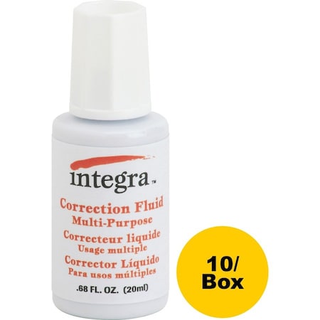 Integra Correction Fluid, Multipurpose, 20ml, 10/BX, White PK ITA01539BX