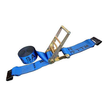 Tie 4 Safe 4'' x 40' Ratchet Strap w/ Flat Hook. WLL: 5,400 LBS Blue RT21R-1540-M12N-BU-C-1