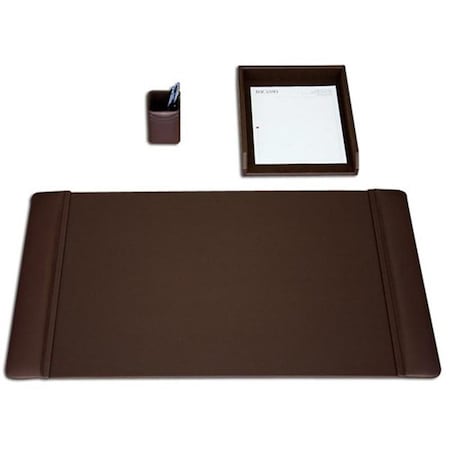 Workstationpro Chocolate Brown Leather 3-Piece Desk Set, 3PK TH264273