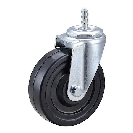 Zoro Select Swivel Stem Caster, Rubber, 4 in., 170 lb., Stem Dia.: 3/8 in 32J861