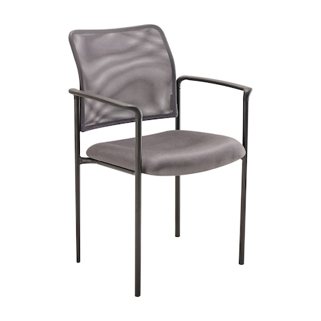 Flash Furniture Jana Comfort Gray Mesh Stackable Steel Side Chair with Arms GO-516-2-GRY-GG