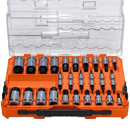 Klein Tools Knurled Hex Bit Socket Set, SAE and Metric, 33-Piece 65233HEX