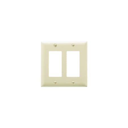 Pass & Seymour TradeMaster Switch Wallplate, 4-11/16 in L, 4-3/4 in W, 2 -Gang, Nylon, Ivory, Matte TP262ICC30