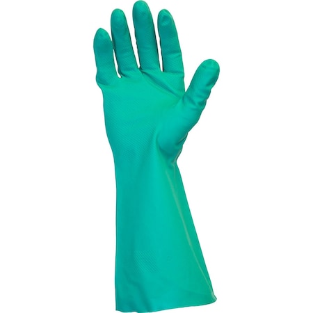 Safety Zone Flock Lined Nitrile 15 mil Economy Gloves - Green, Lrg - 12 Pairs GNGF-LG-15C