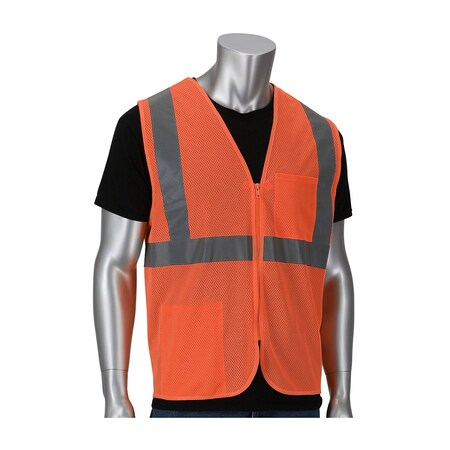 Pip ANSI Type R Class 2 Two Pocket Value Zipper Mesh Vest 302-V200OR-2X/3X