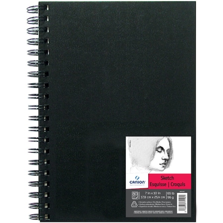 Canson Artist Series Sketch Art Book, Black Cover, Wire Binding, 80 Sheet, 7x10 inch C100510427
