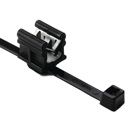 Hellerman Tyton 2-Piece Cable Tie w/Edge Clip, 8.0" Long, EC19, 3 - 6 mm Panel, 50lb, PA66HS/PA66HIRHSUV, Black, 500PK 156-00537