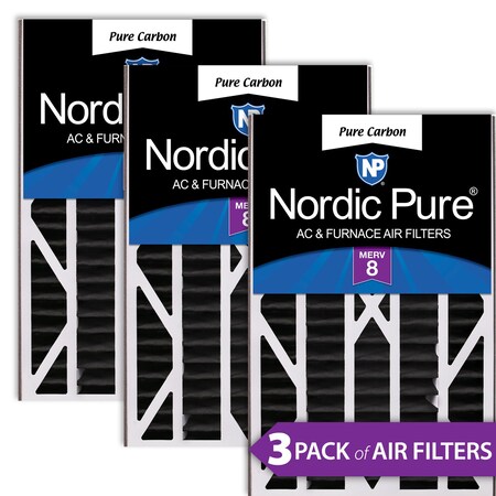 Nordic Pure Air Bear Cub 16x25x3 Replacement Carbon Odor Reduction MERV 8 Air Filters 3 Pack (16x25x3ABPCP-3)