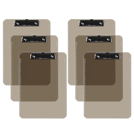 Davis Group Plastic Clipboard, Flat Clip, Smoke, 6PK 4833-97-06