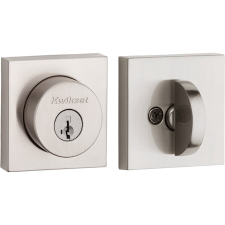 Kwikset Halifax Square Rose Single Cylinder Deadbolt SmartKey with 6AL Latch and STRKP Strike Pack 158SQT-15S.STRKP