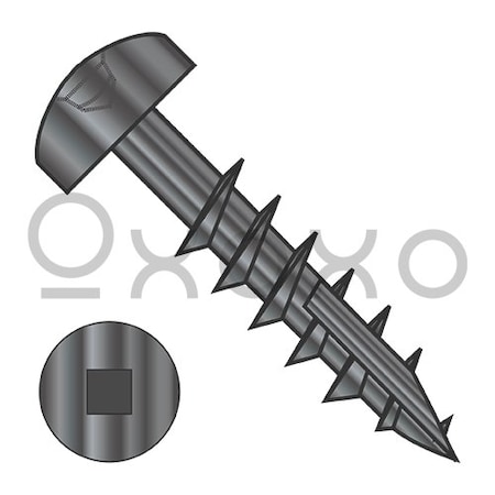Oxoxo 6-9X1 1/2 Square Pan #7 Head Face Frame Screw Type 17 Coarse Partial Thread Black Oxide, 6000PK 529860